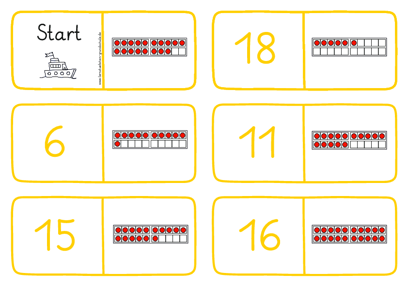 Dominos zur Anzahlerfassung - mit Zwanzigerfeld im ZR 20